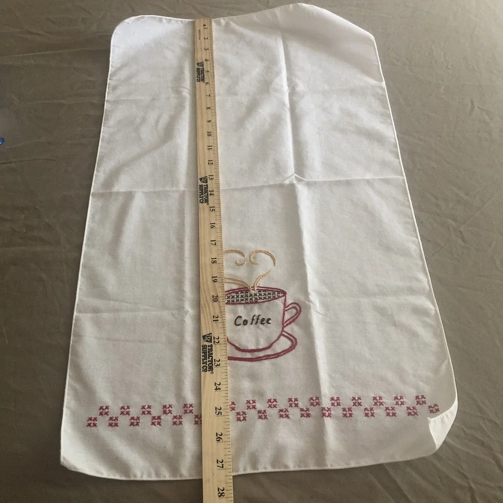 Tea Towels, Embroidered Coffee Theme Handmade Kitchen Decor Jack Dempsey Pattern